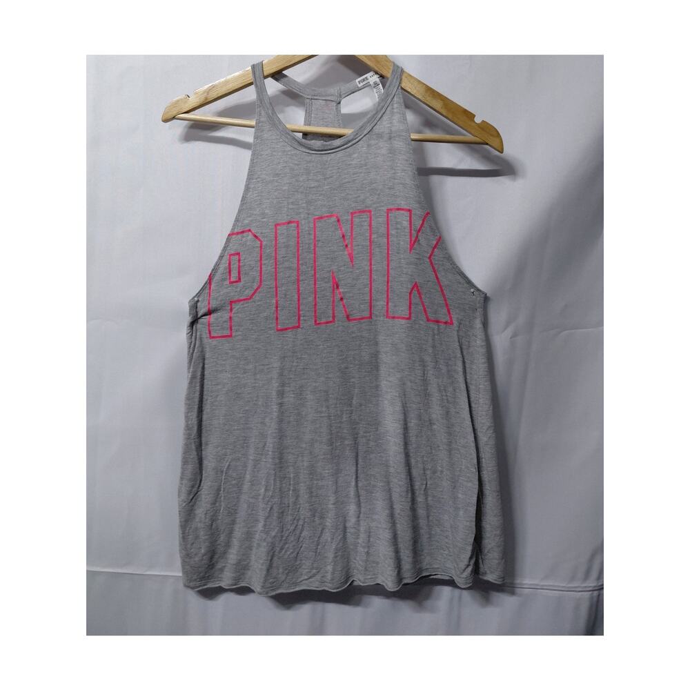 PINK Gray Tank Top Solid Knit Sleeveless Women Size M